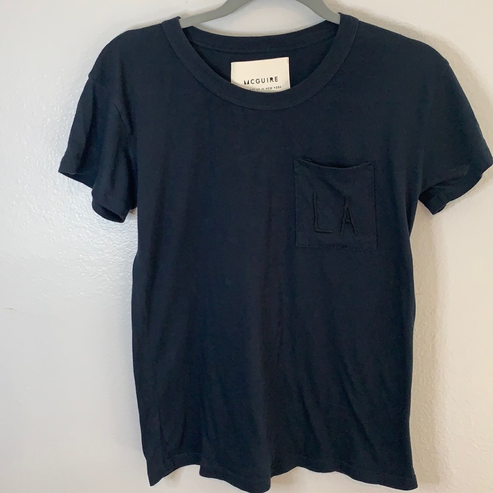 McGuire Denim| Navy tee LA embroidered pocket